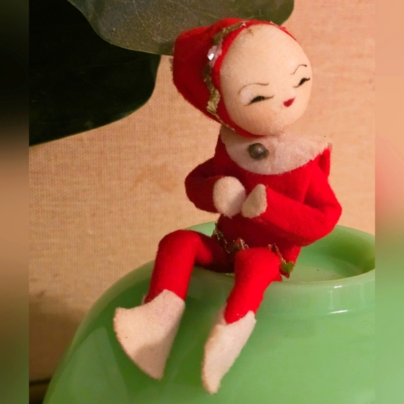 Vintage Christmas Ornament Pixie Elf Baby Knee Hugger - Picture 2 of 6